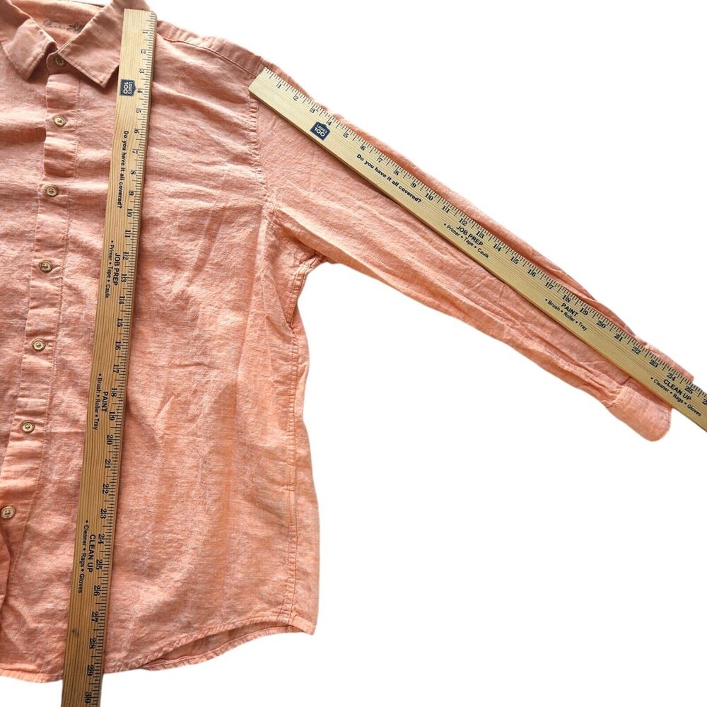 Tasso Elba Mens Size XL Orange Linen Blend Button Down Shirt Long Sleeve Island - Picture 5 of 9